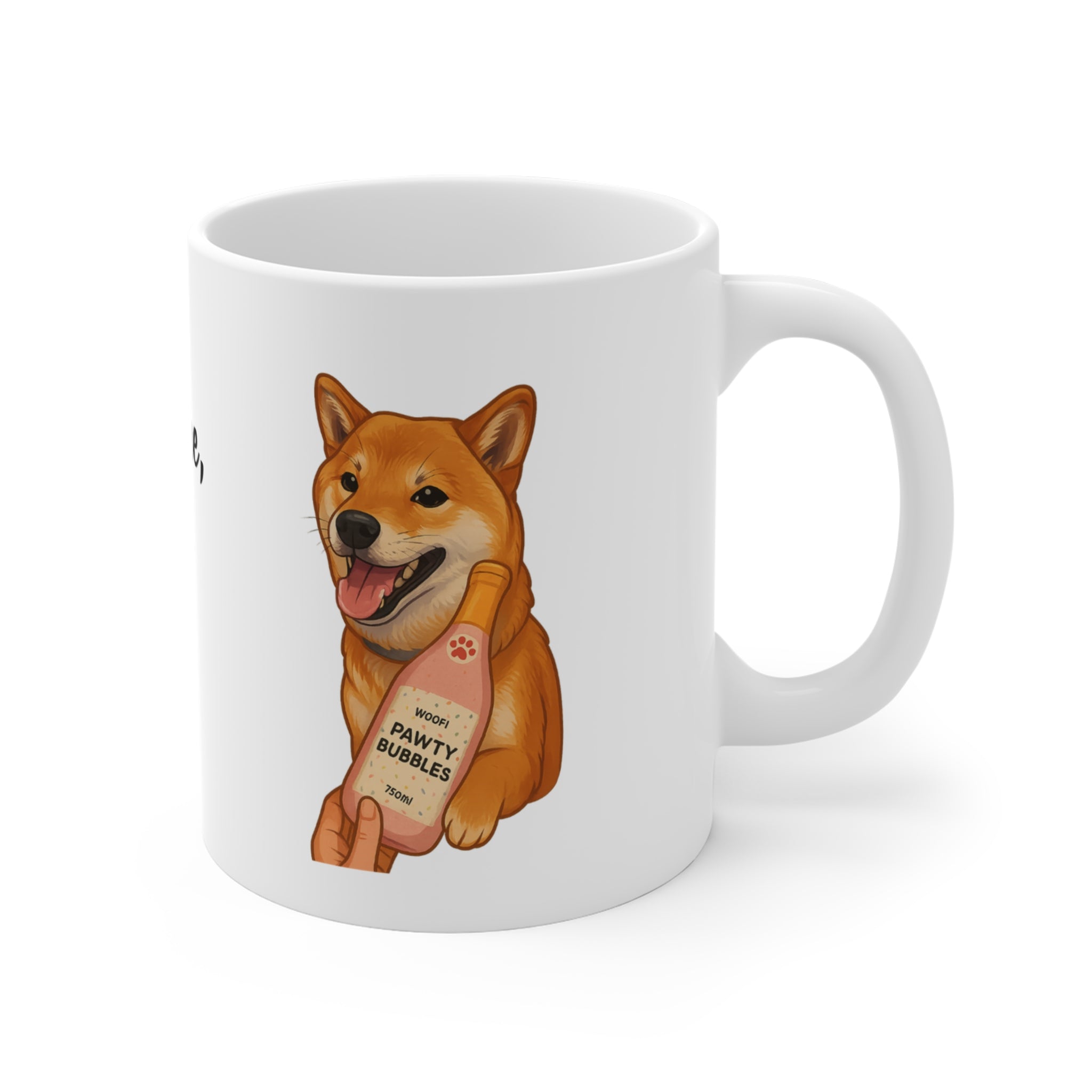 "If you get champagne, I get pawty bubbles" SHIBA Mug (US) 11oz Ceramic