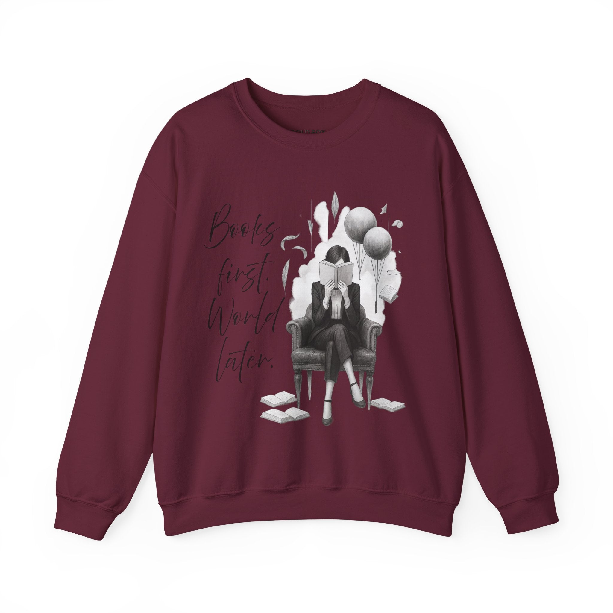 "Books first. World later" (US) Crewneck Sweatshirt