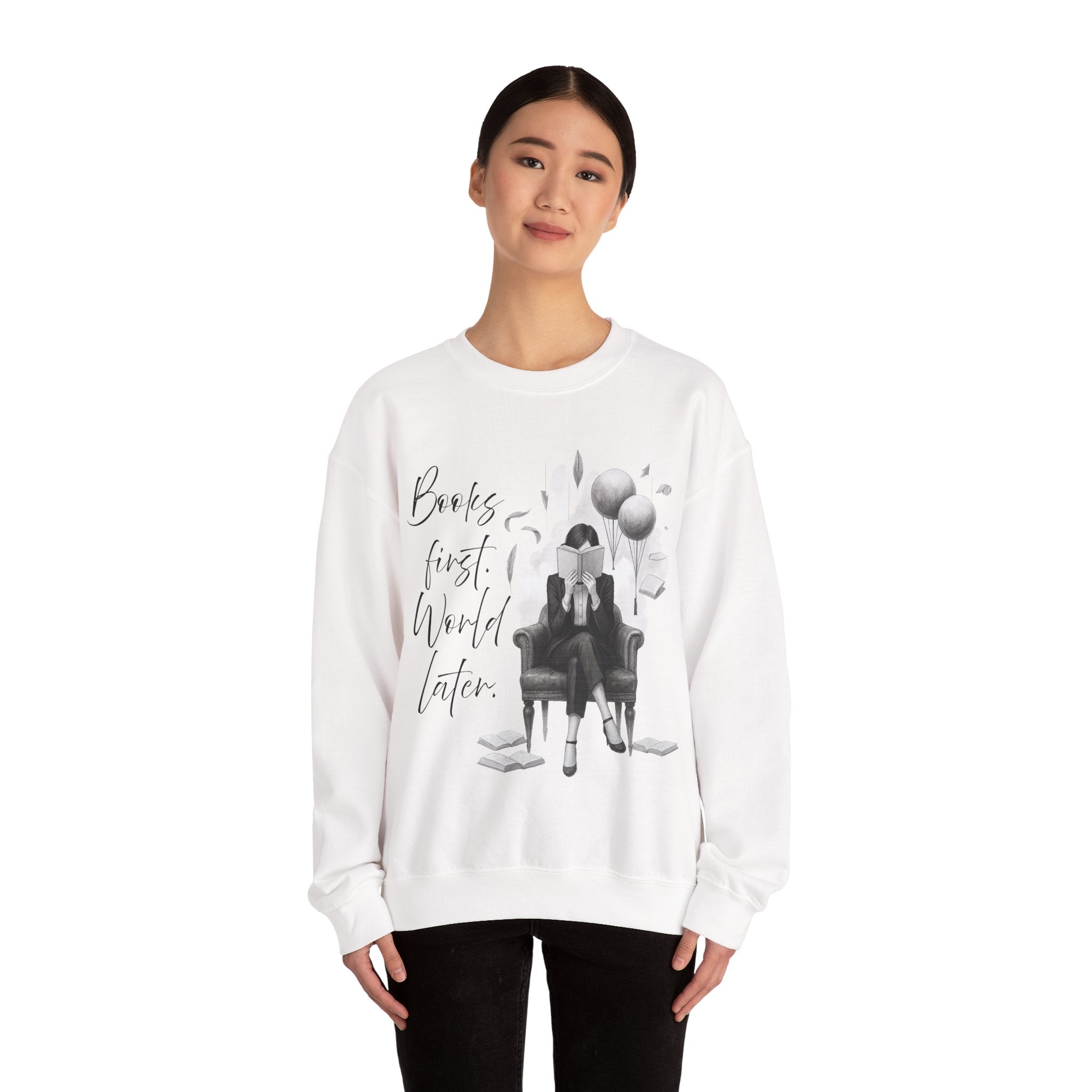 "Books first. World later" (US) Crewneck Sweatshirt