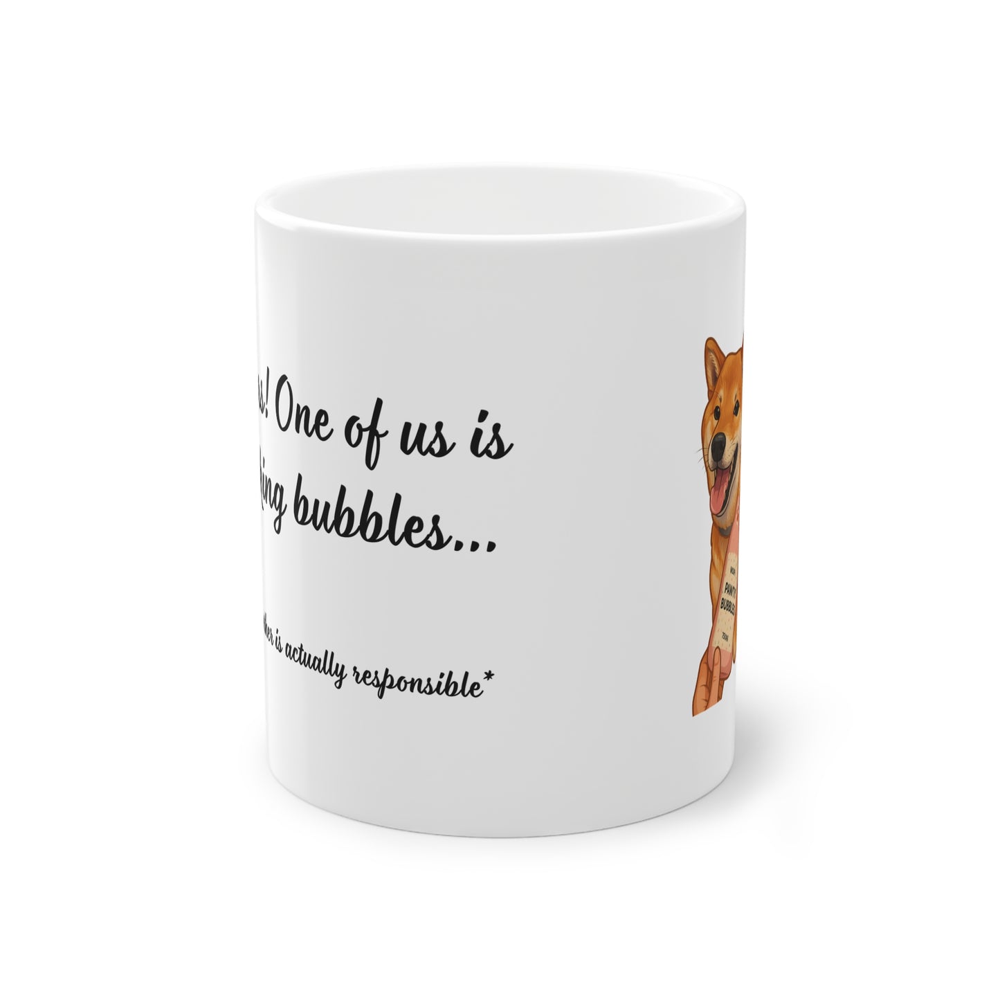"Cheers! One of us is drinking bubbles..." SHIBA Mug (EU) 11oz Ceramic