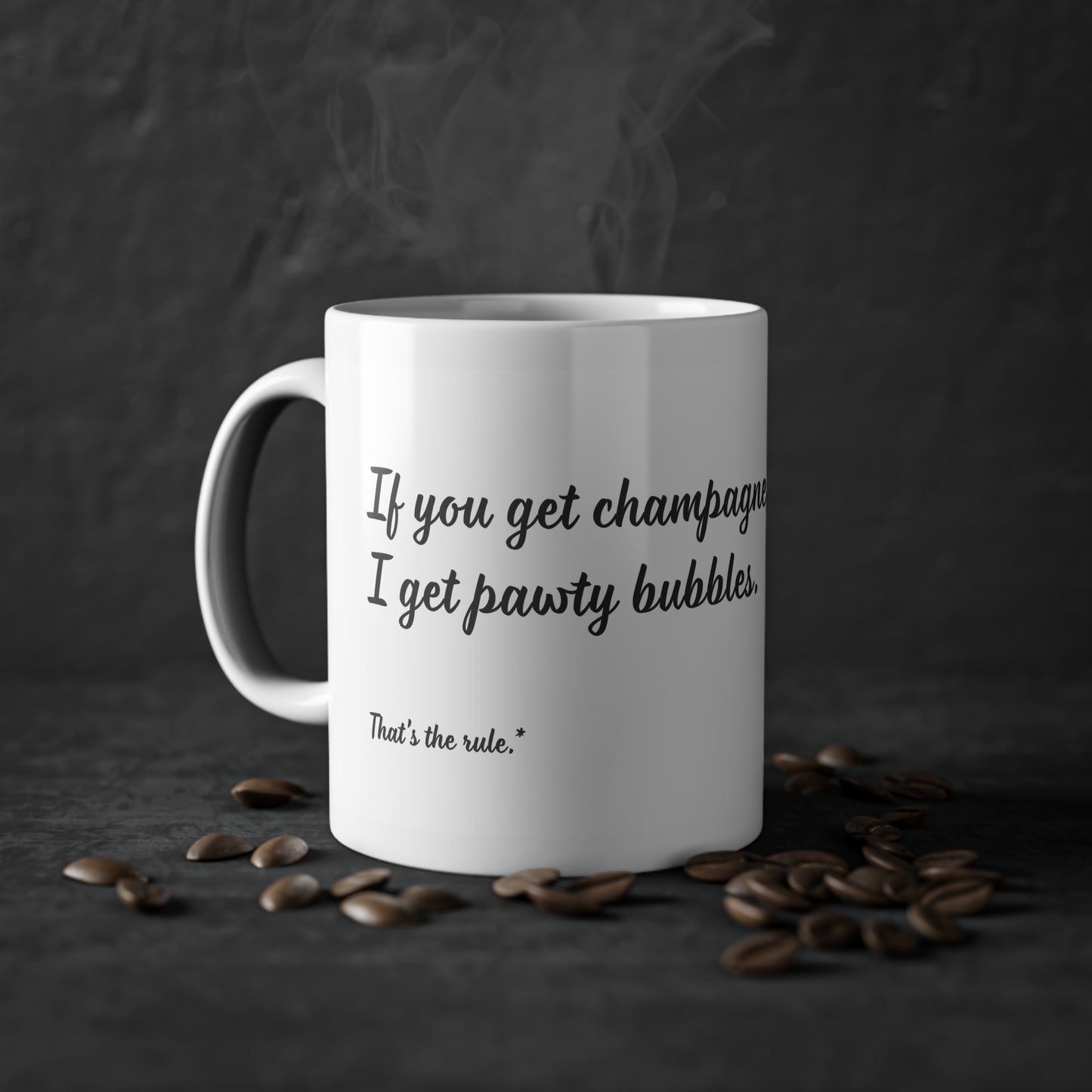 "If you get champagne, I get pawty bubbles" SHIBA Mug (EU) 11oz Ceramic