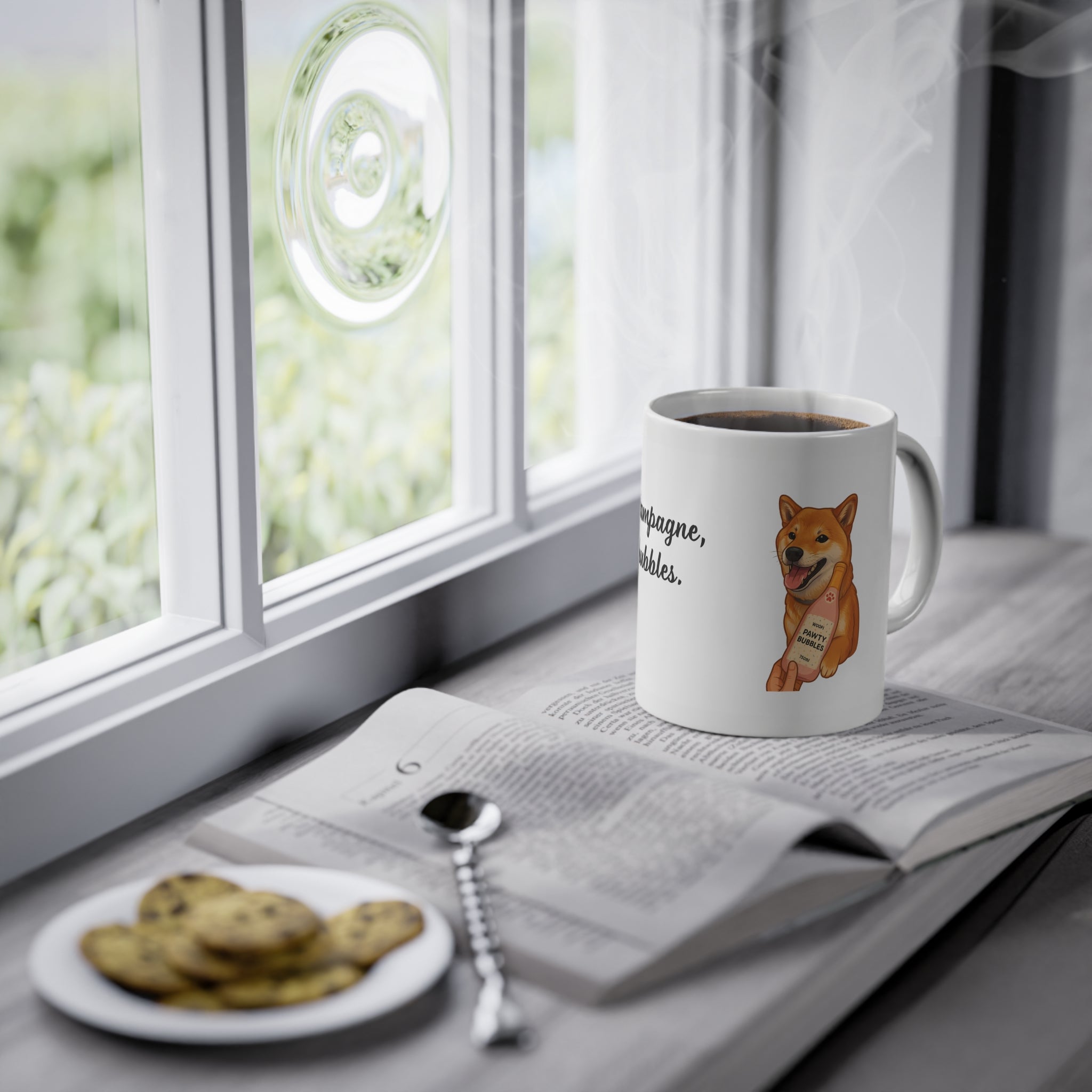 "If you get champagne, I get pawty bubbles" SHIBA Mug (EU) 11oz Ceramic