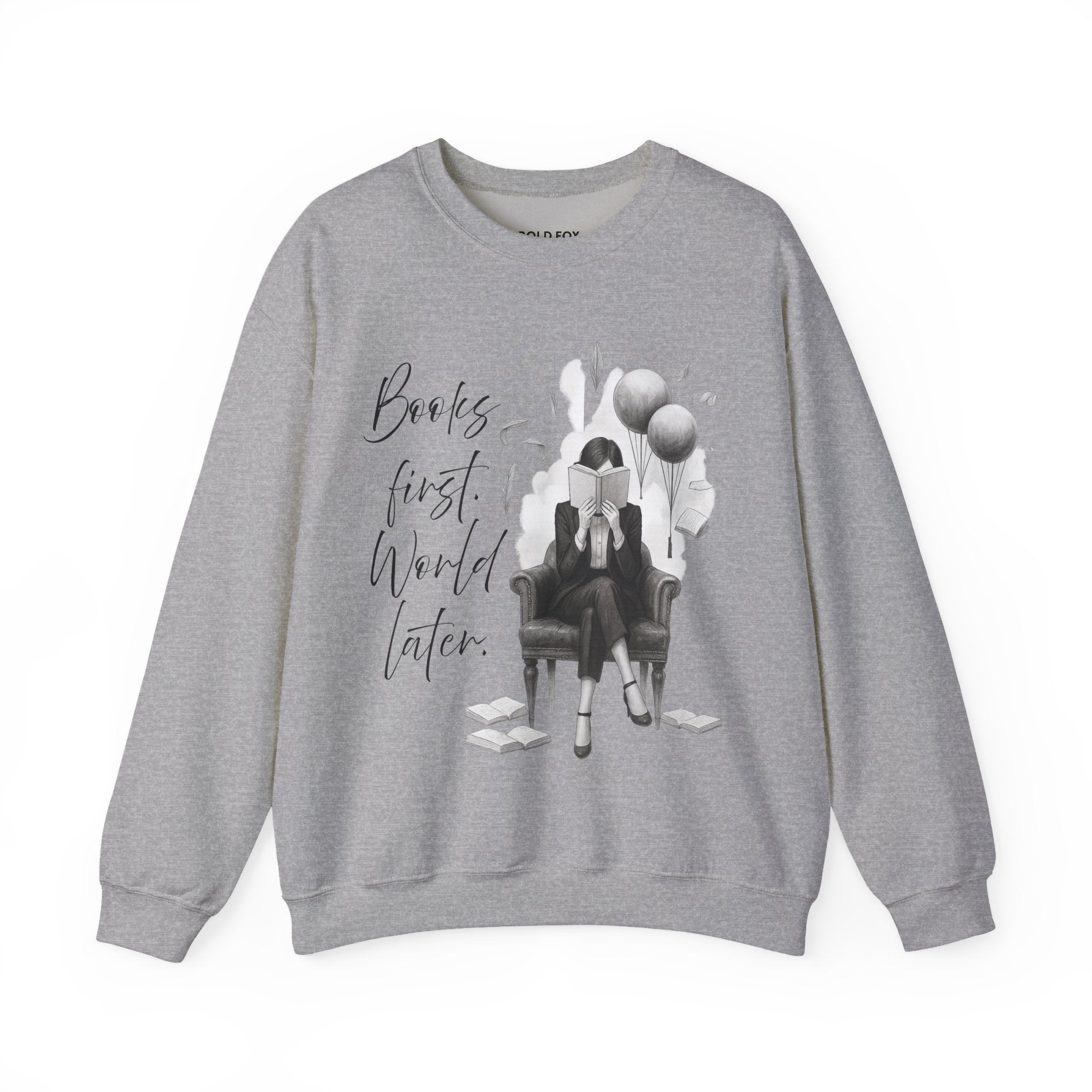 "Books first. World later" (US) Crewneck Sweatshirt