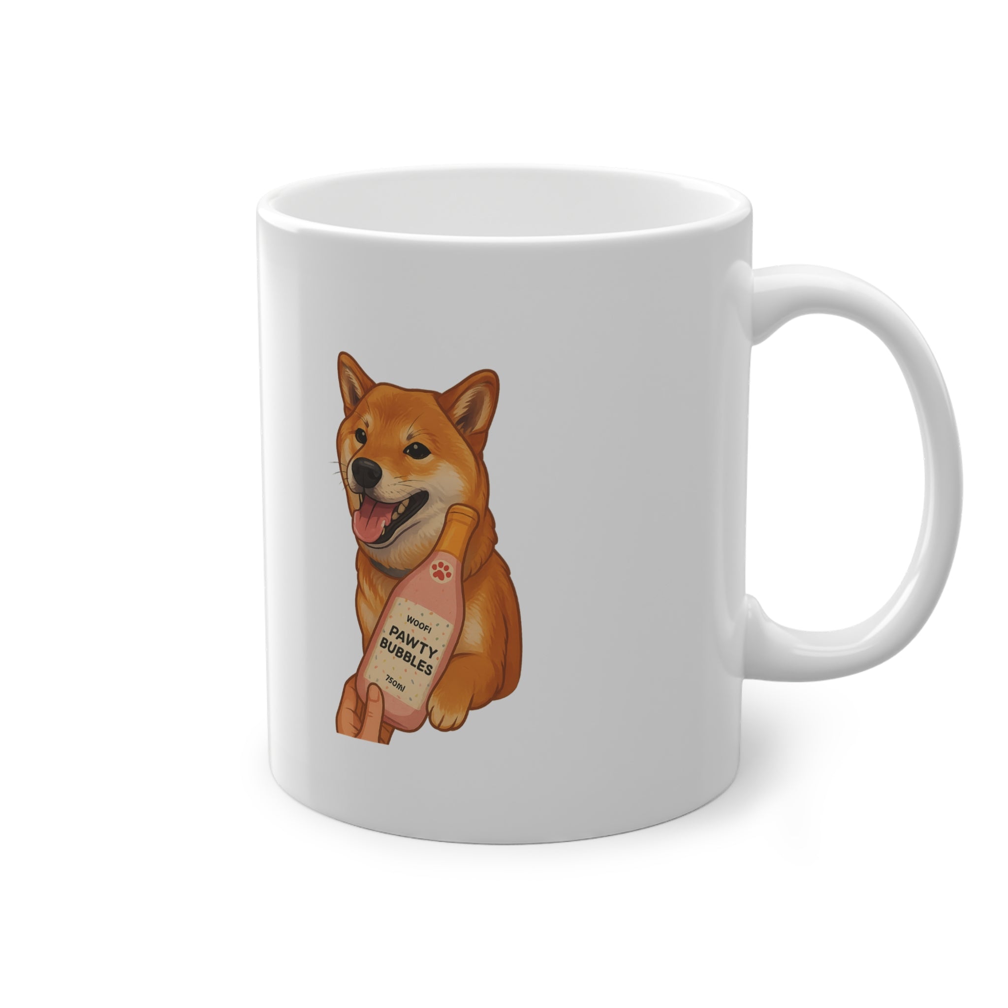 "Cheers! One of us is drinking bubbles..." SHIBA Mug (EU) 11oz Ceramic