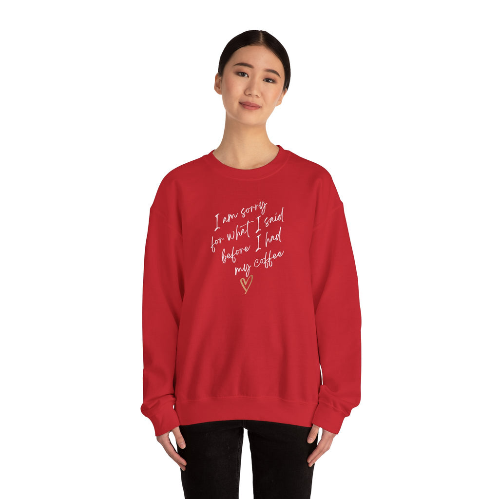 I am sorry for what I said. Small text. Sweatshirt (EU)