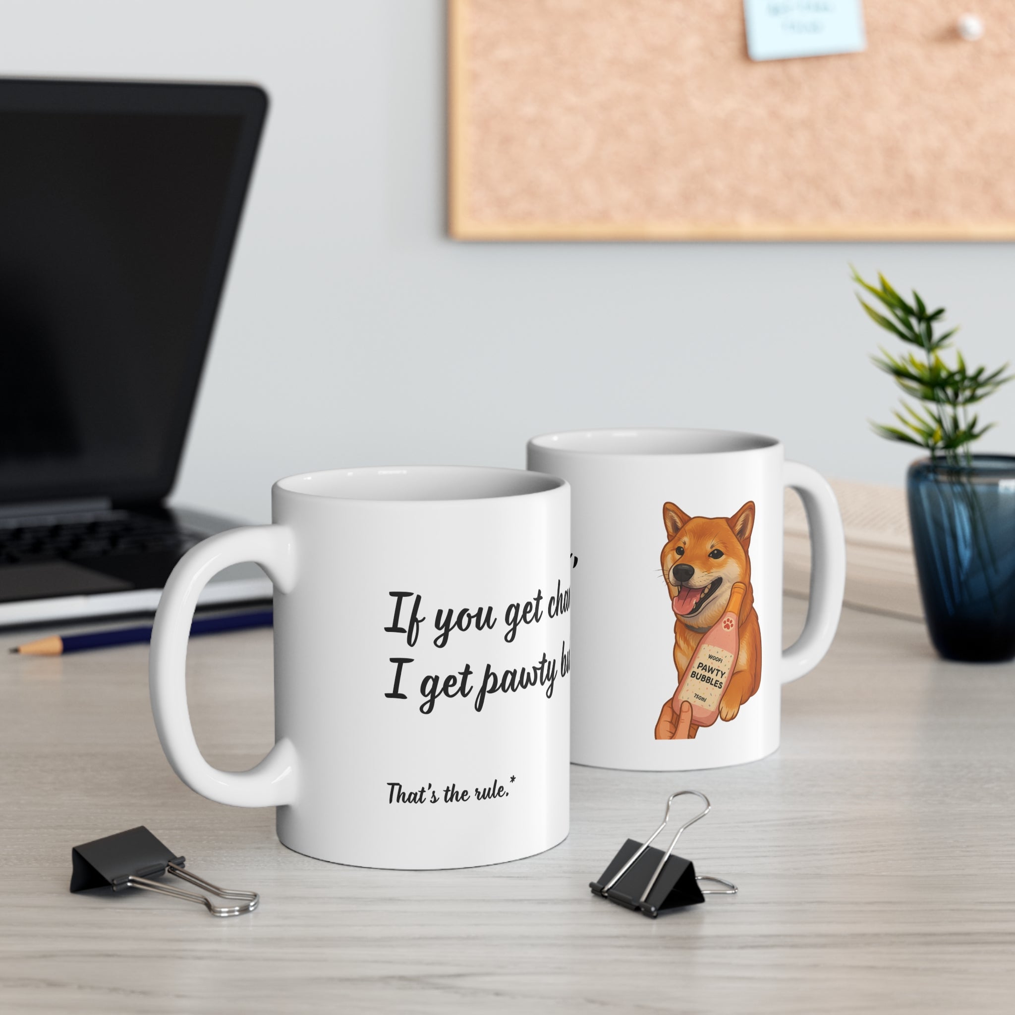 "If you get champagne, I get pawty bubbles" SHIBA Mug (US) 11oz Ceramic